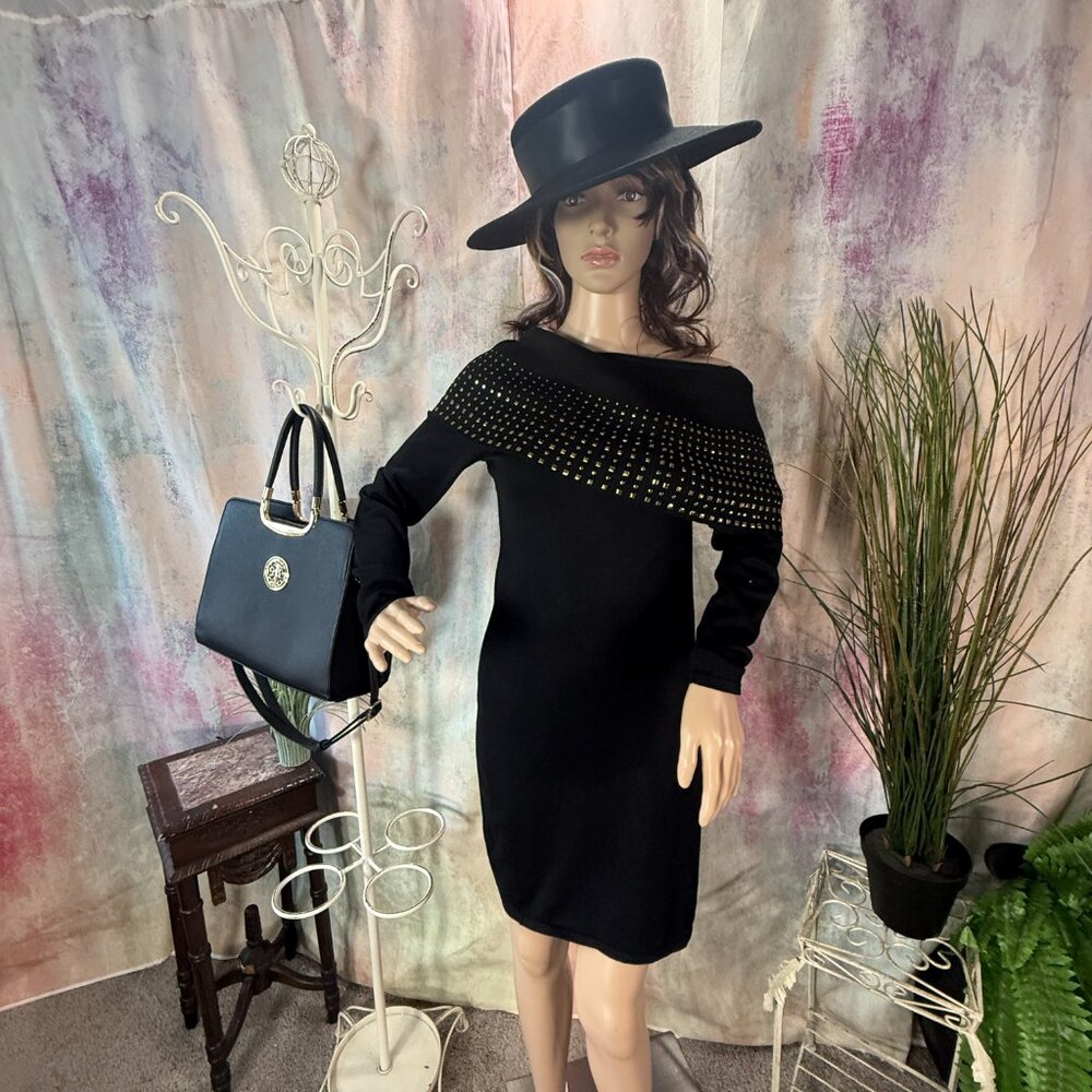 New 📌Say What? Off the Shoulder or Waterfall Neckline Knitted Mini Dress